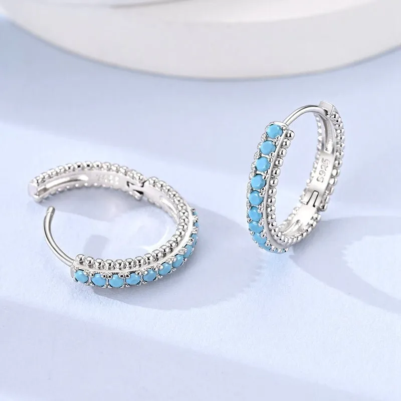 Turquoise Beaded Hoop Earrings sold by Pangama Jewelry product image thumbnail 2