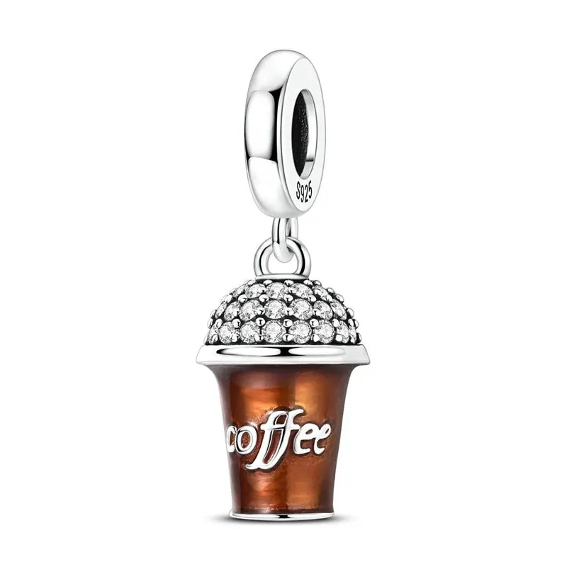 Sparkling Coffee Cup Dangle Charm made by Pangama Jewelry