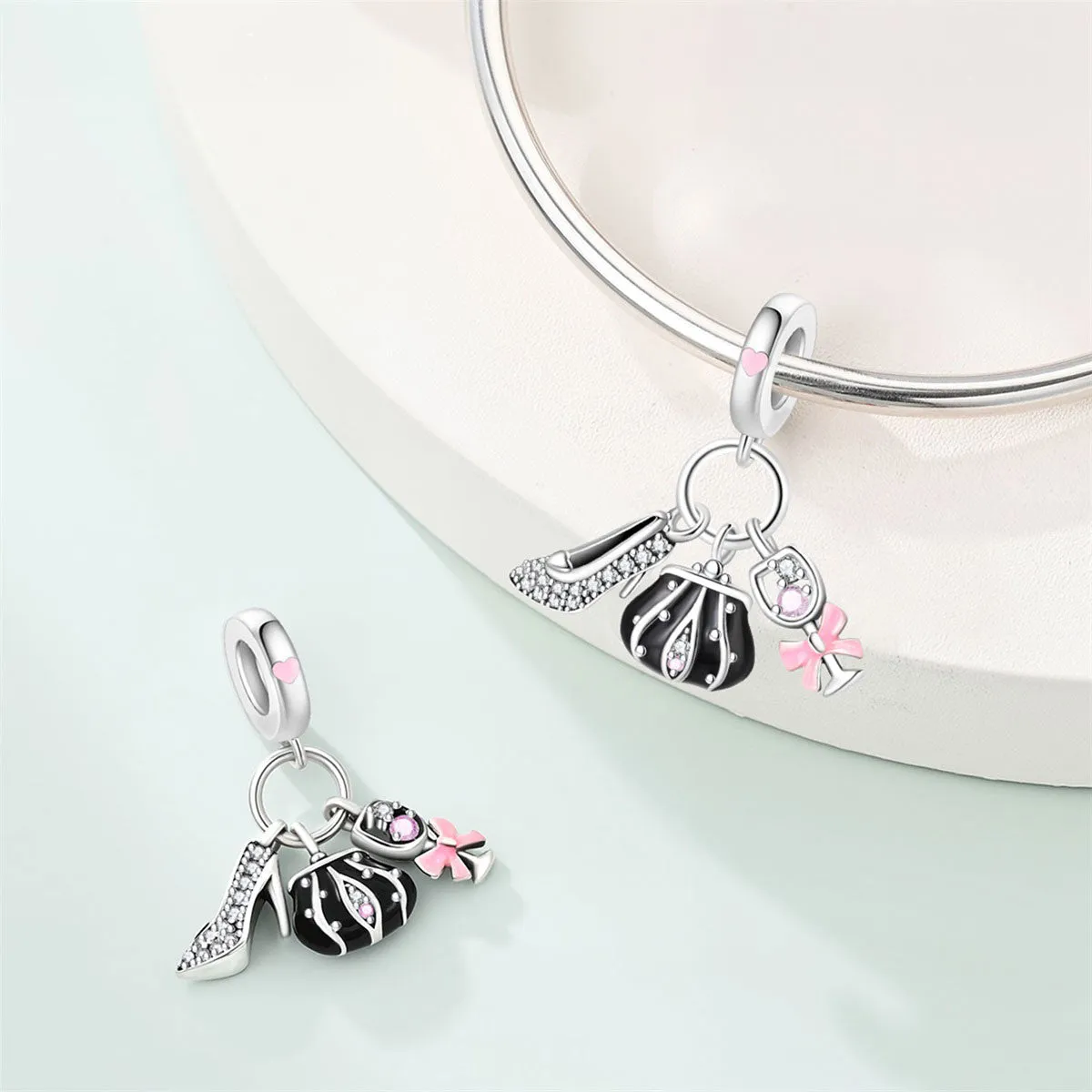 Fashion Handbag, Heel & Champagne Glass Dangle Charm sold by Pangama Jewelry product image thumbnail 3
