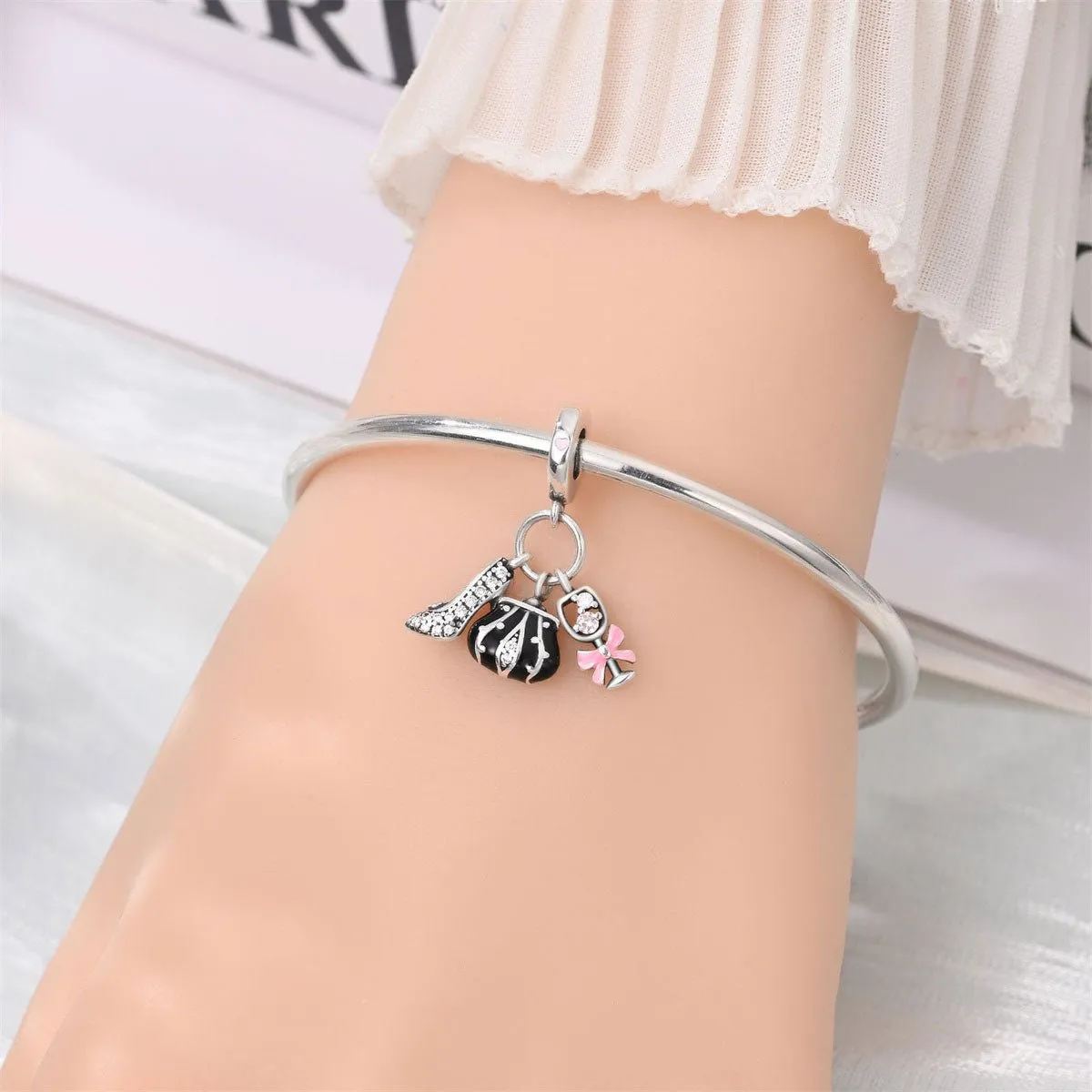 Fashion Handbag, Heel & Champagne Glass Dangle Charm sold by Pangama Jewelry product image thumbnail 4