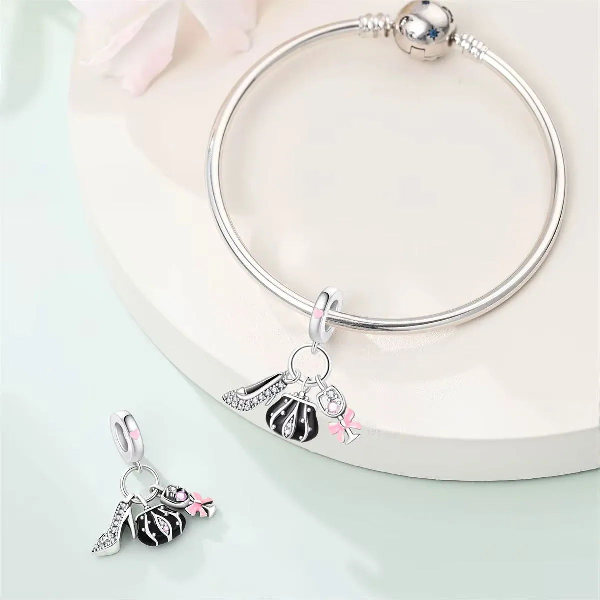 Fashion Handbag, Heel & Champagne Glass Dangle Charm sold by Pangama Jewelry product image thumbnail 2