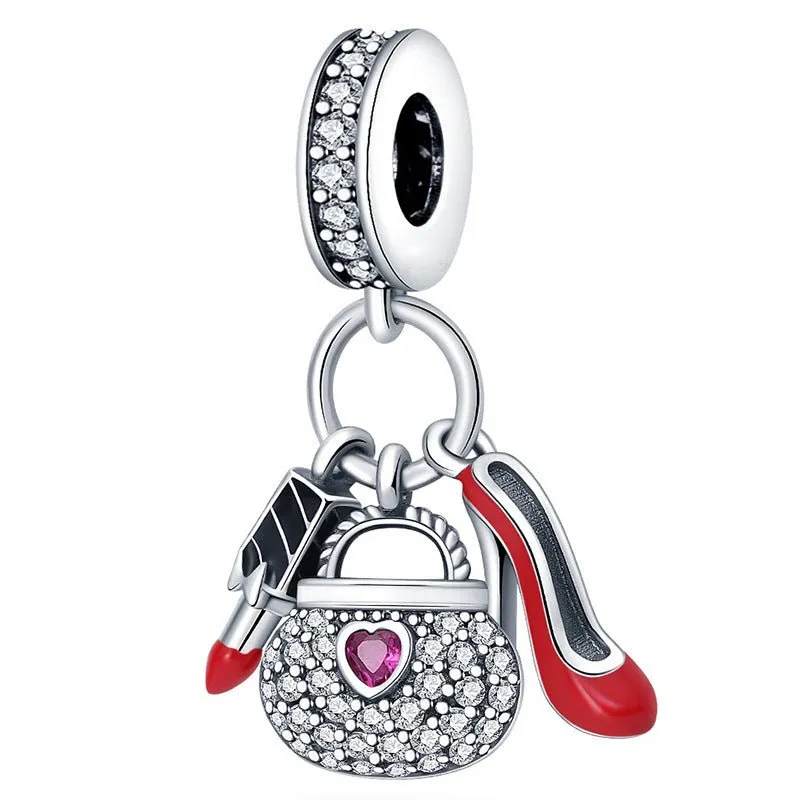 Handbag, Lipstick & High Heel Glam Dangle Charm made by Pangama Jewelry