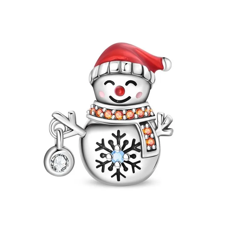 Smiling Snowman with Red Hat & Scarf Charm made by Pangama Jewelry