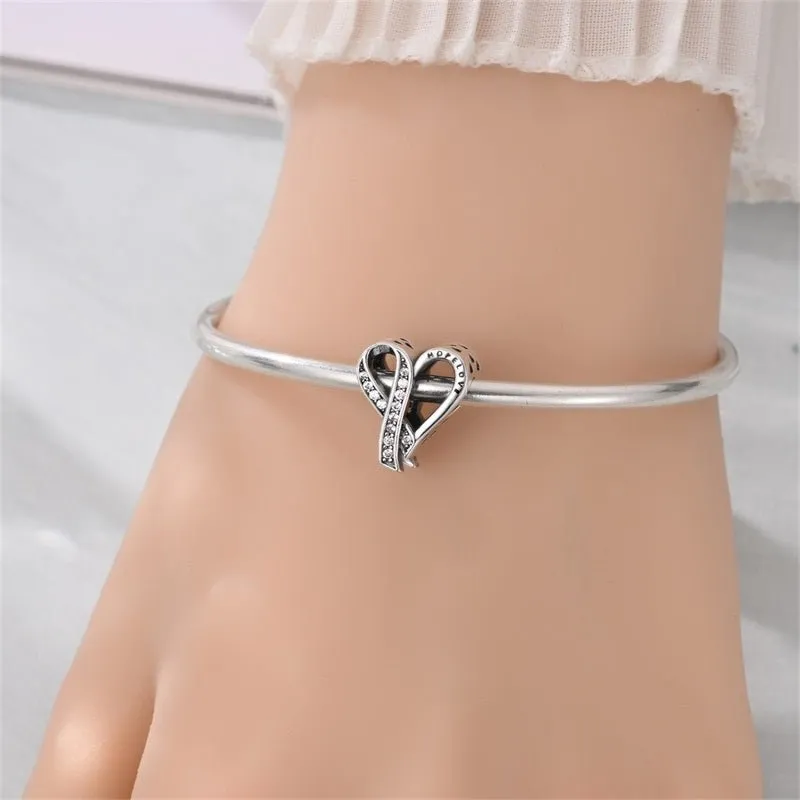 Breast Cancer Awareness Ribbon Heart Charm sold by Pangama Jewelry product image thumbnail 4