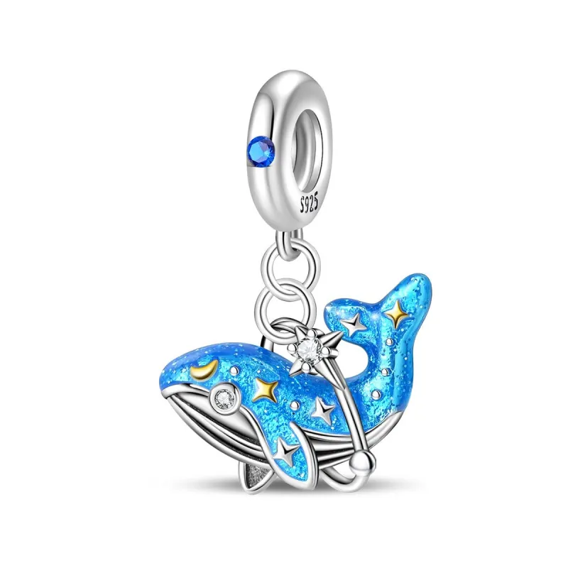 Celestial Blue Whale Dangle Charm made by Pangama Jewelry