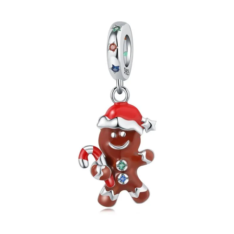 Gingerbread Man Dangle Charm made by Pangama Jewelry
