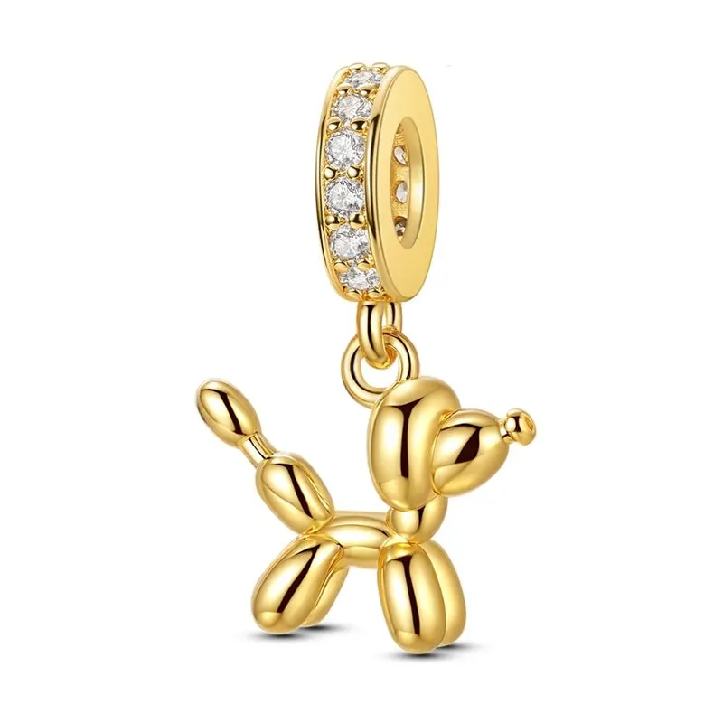 Golden Balloon Dog Dangle Charm sold by Pangama Jewelry