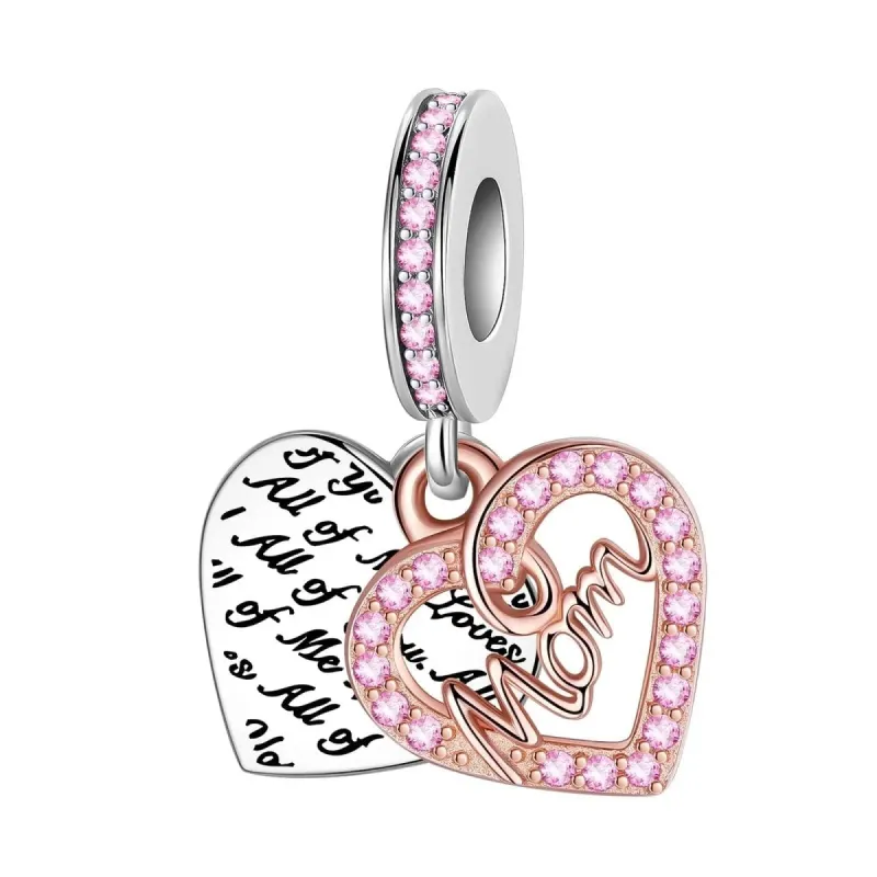 Mom Heart Dangle Charm made by Pangama Jewelry