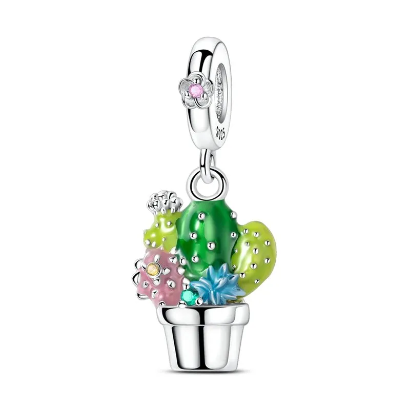 Colorful Cactus Dangle Charm made by Pangama Jewelry
