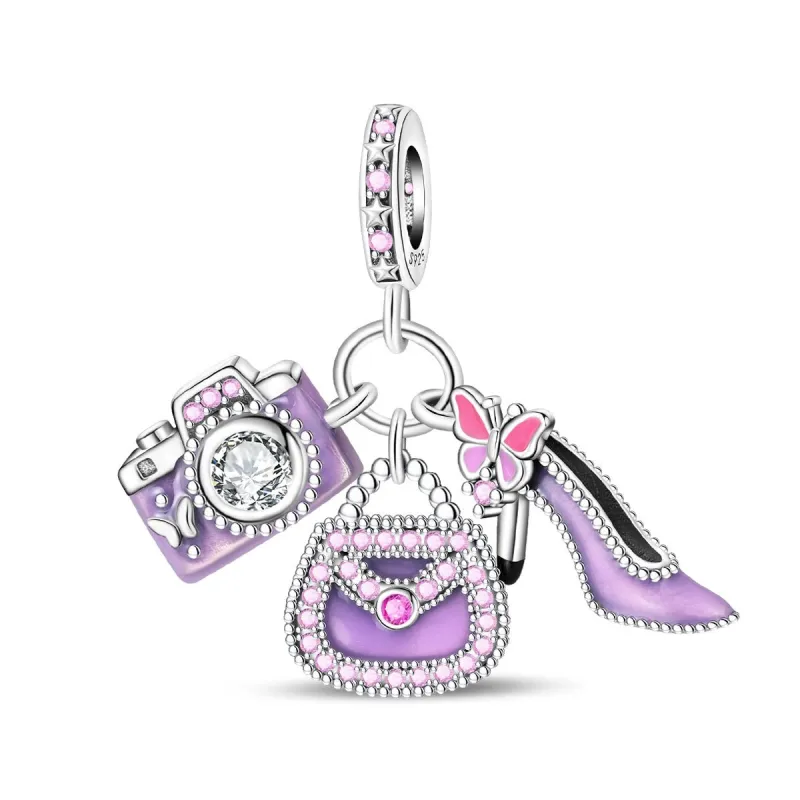 Camera, Handbag & High Heel Shoe Dangle Charm made by Pangama Jewelry