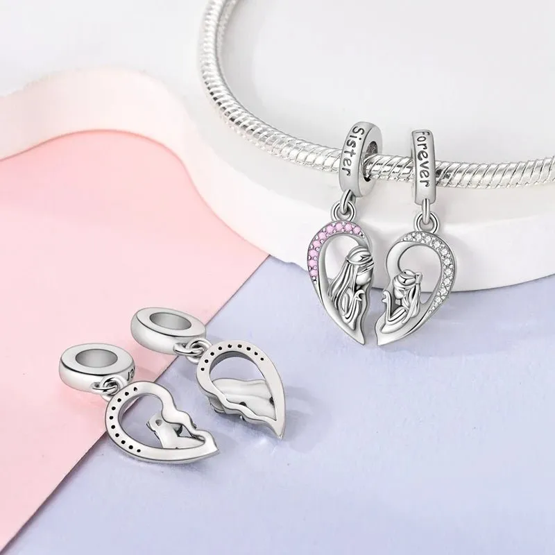 Linked Sister Hearts Split Dangle Charm sold by Pangama Jewelry product image thumbnail 2