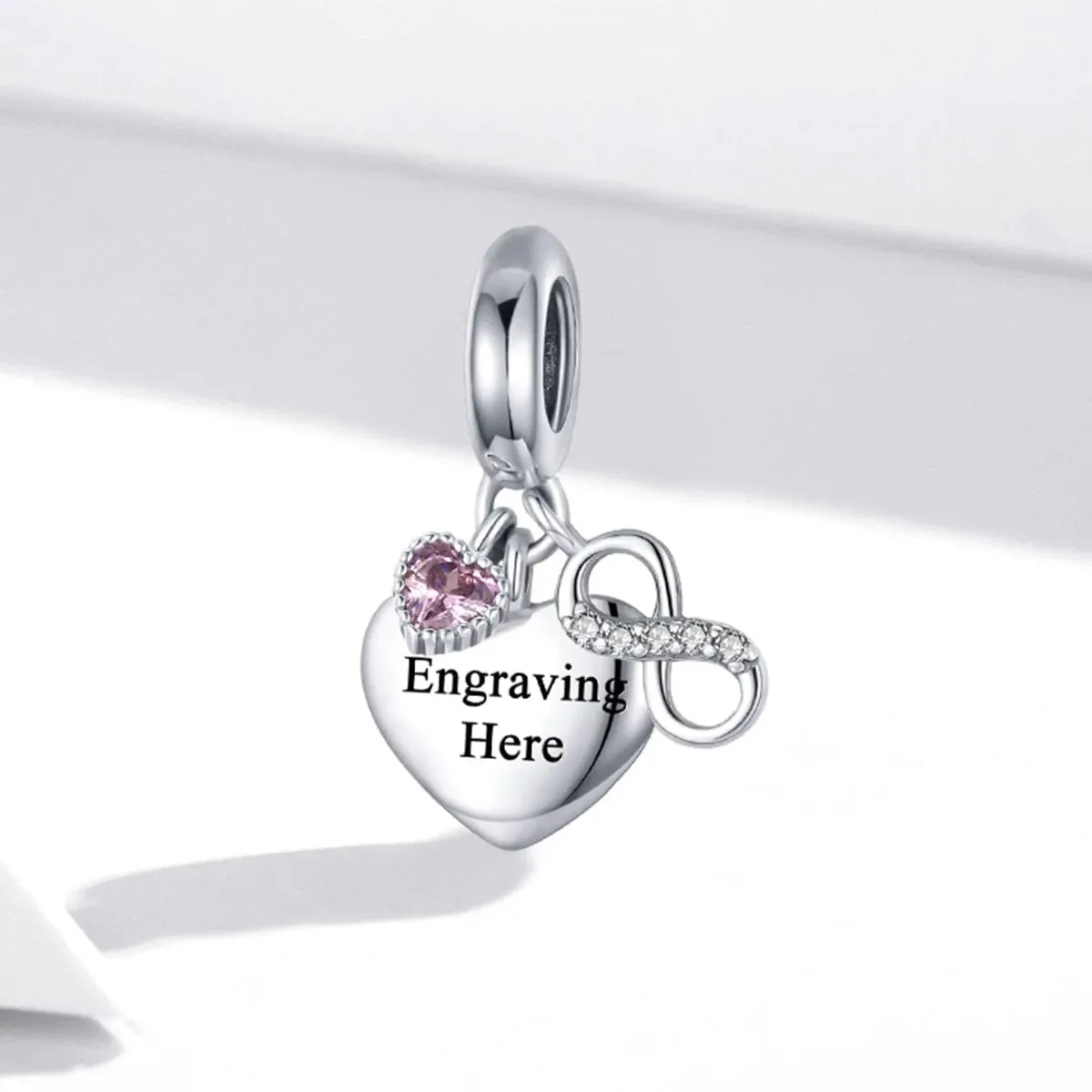Personalized Infinity Heart Engraved Charm sold by Pangama Jewelry product image thumbnail 3