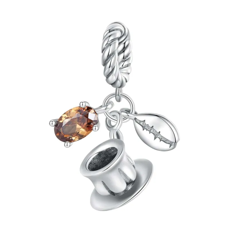 Coffee Cup & Coffee Bean Dangle Charm made by Pangama Jewelry
