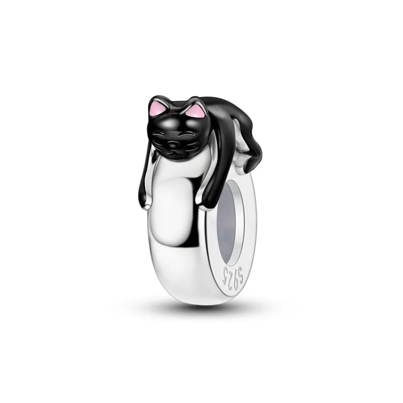 Lazy Black Cat Charm made by Pangama Jewelry