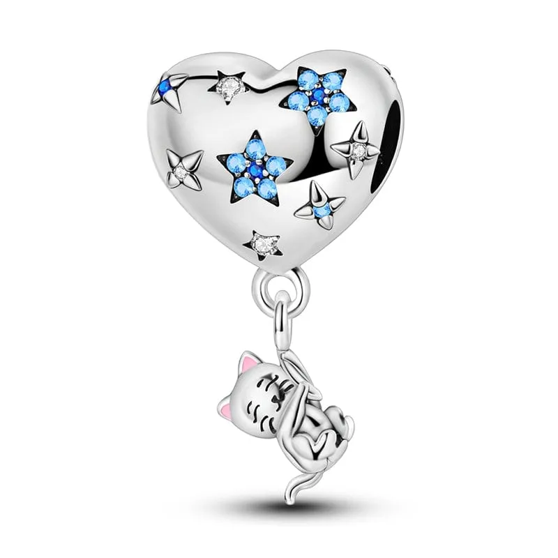 Starry Heart & Playful Cat Charm made by Pangama Jewelry
