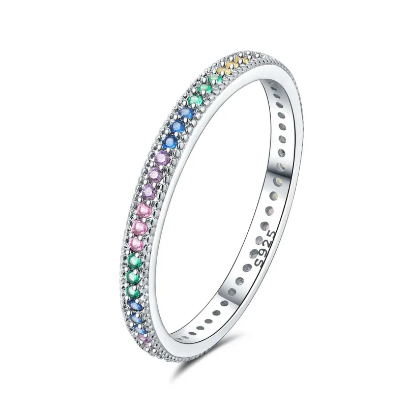 Rainbow Crystal Stackable Ring made by Pangama Jewelry