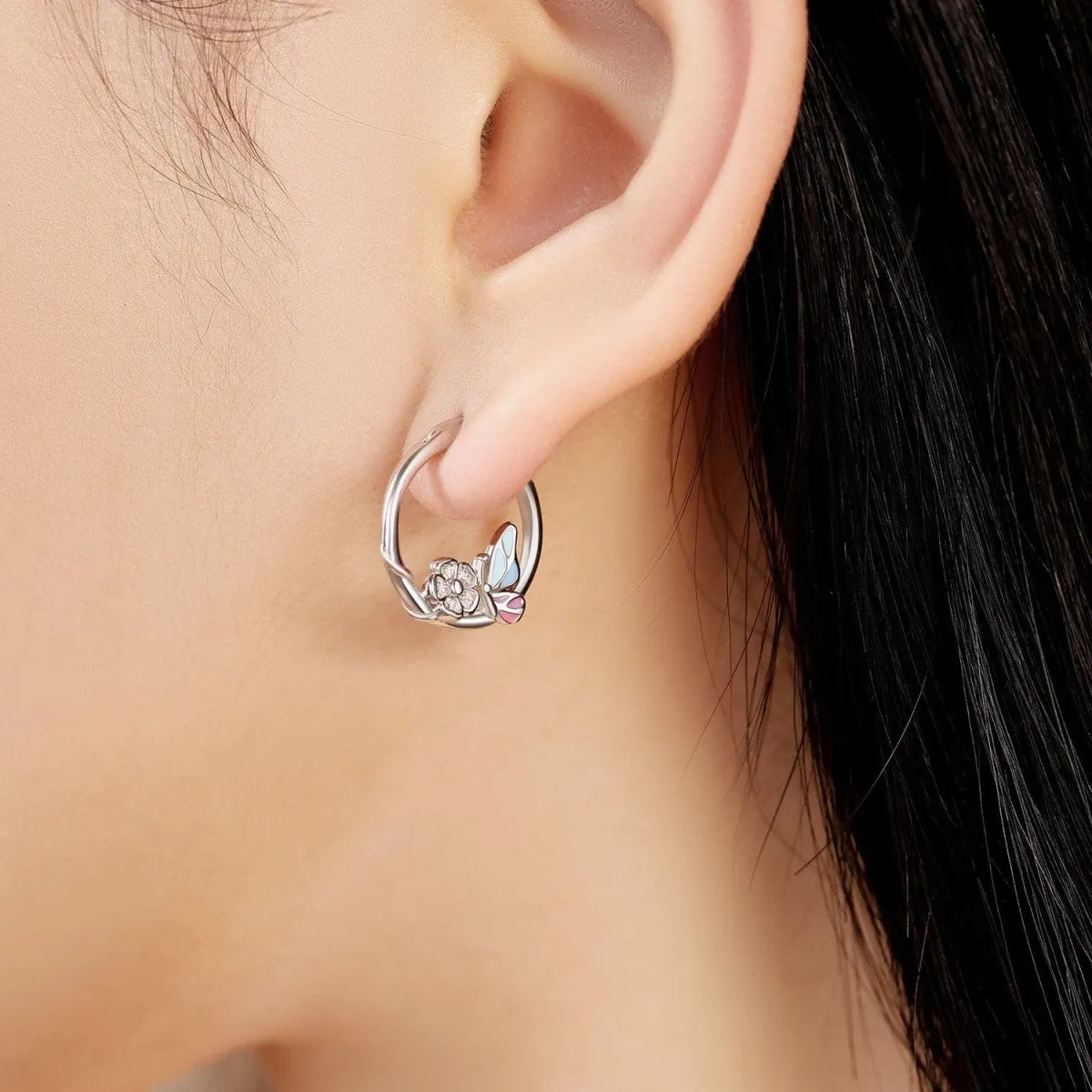 Butterfly and Flower Hoop Earrings sold by Pangama Jewelry product image thumbnail 3
