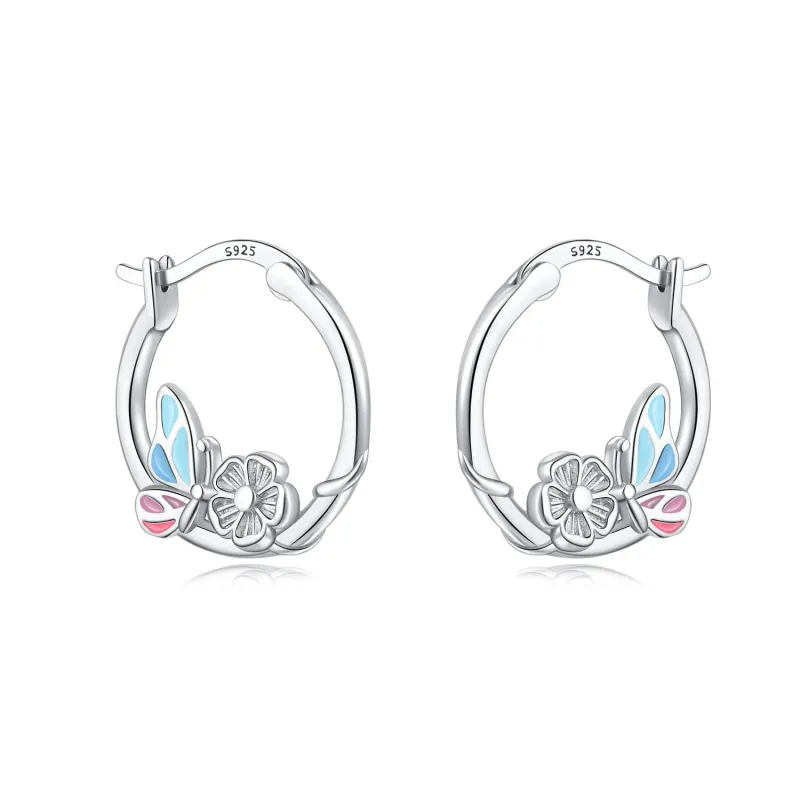 Butterfly and Flower Hoop Earrings made by Pangama Jewelry