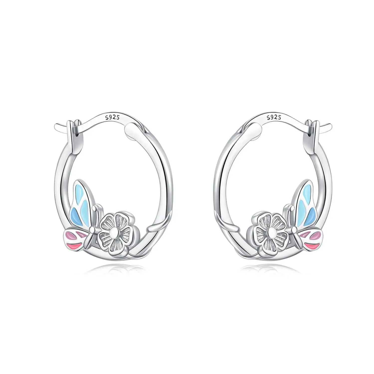 Butterfly and Flower Hoop Earrings sold by Pangama Jewelry