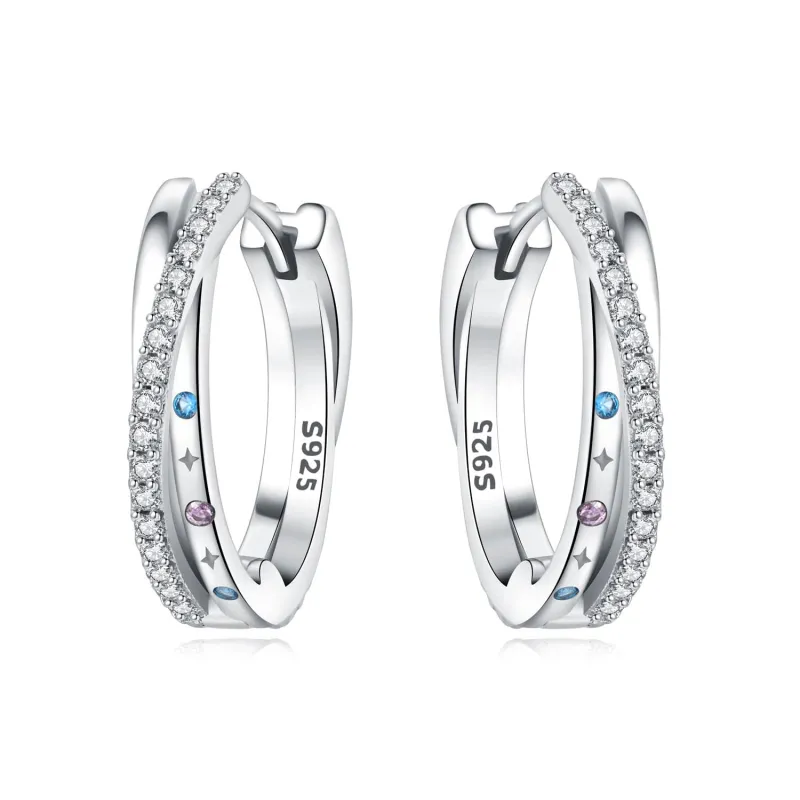 Stellar Sparkle Crossover Hoops made by Pangama Jewelry