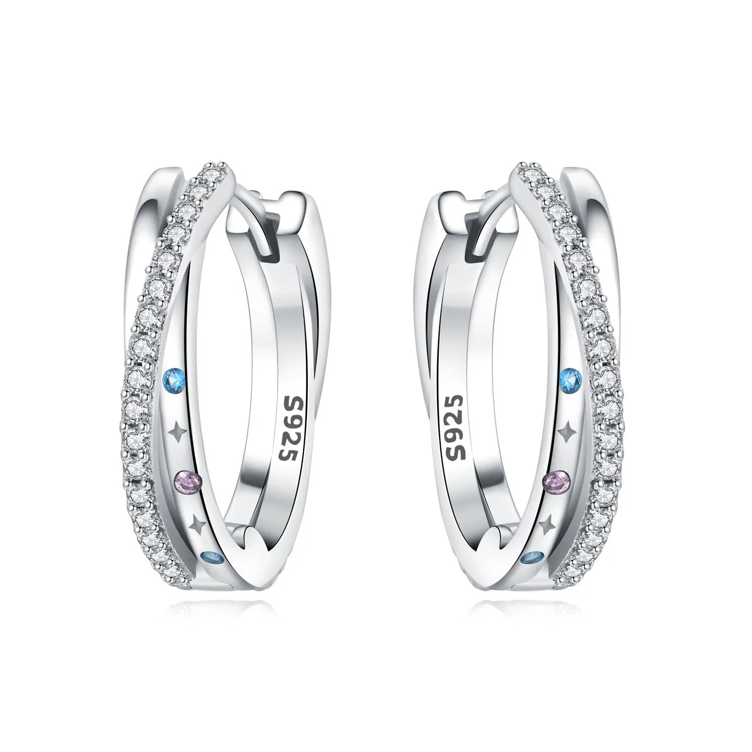 Stellar Sparkle Crossover Hoops sold by Pangama Jewelry