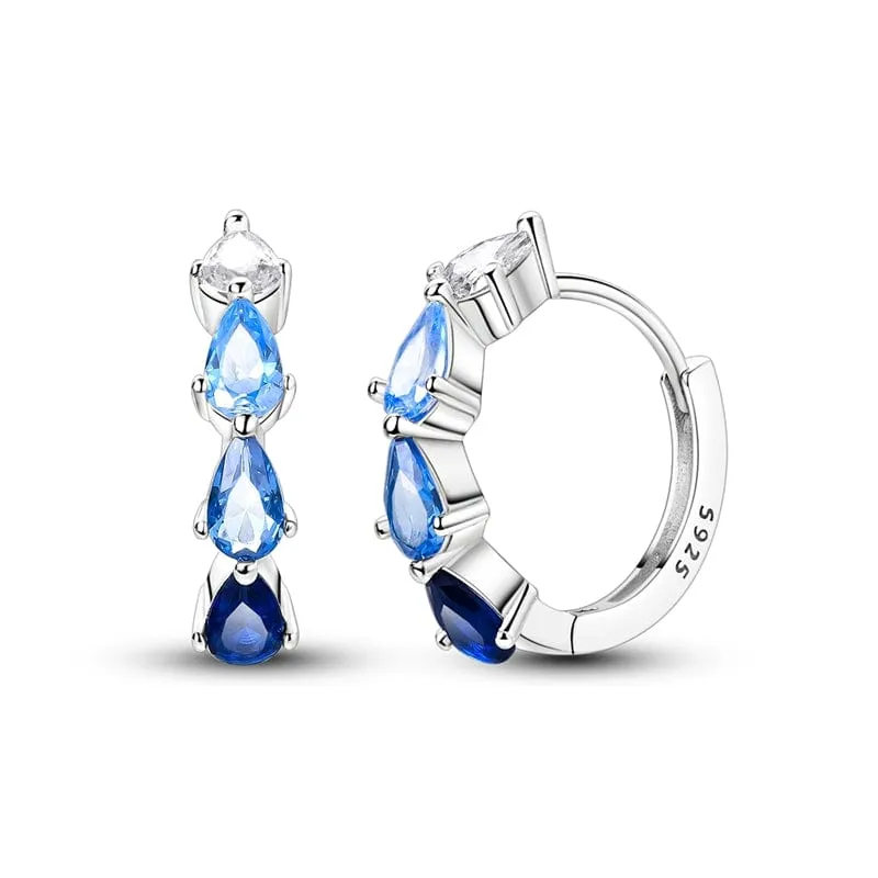 Blue Teardrop Elegance Hoops sold by Pangama Jewelry