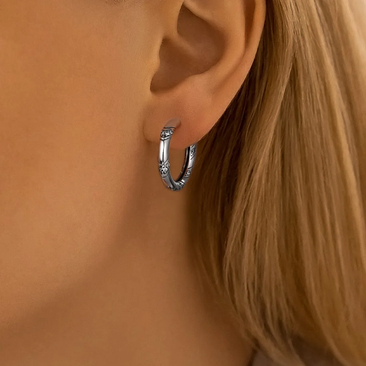 Elegant Crystal Accent Hoop Earrings sold by Pangama Jewelry product image thumbnail 4