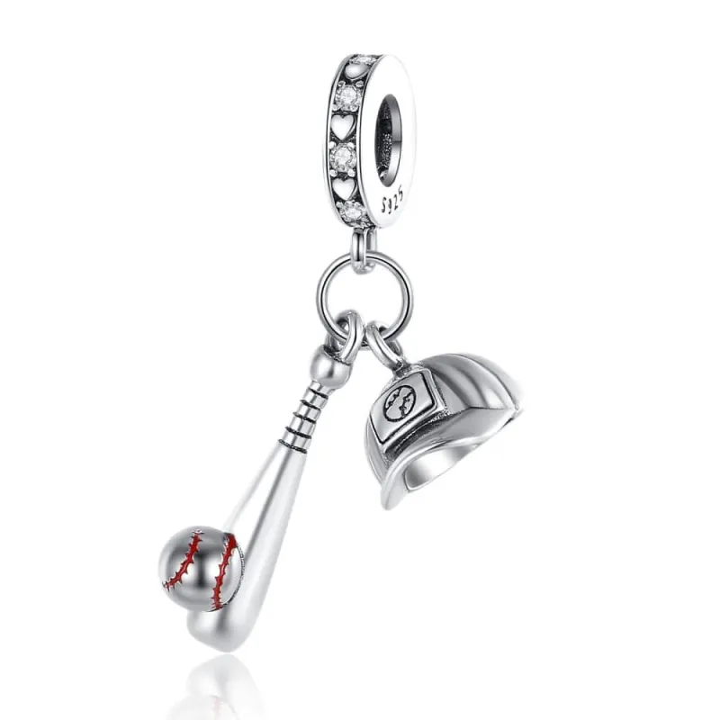 Baseball Bat and Hat Dangle Charm made by Pangama Jewelry