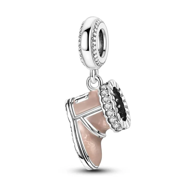 Cozy Winter Boot Charm with Crystal Fur Detailing made by Pangama Jewelry