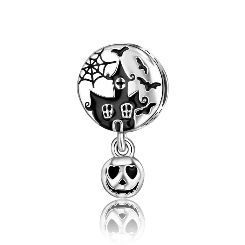 Spooky Haunted House and Pumpkin Halloween Charm made by Pangama Jewelry