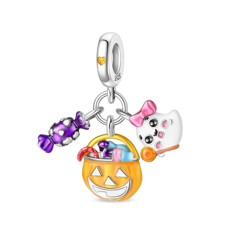 Halloween Luminous Candy Pumpkin & Ghost Charm made by Pangama Jewelry