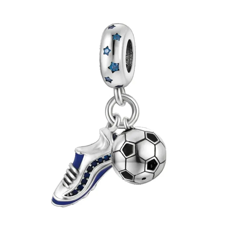 Football Ball and Shoe Double Dangle Charm sold by Pangama Jewelry