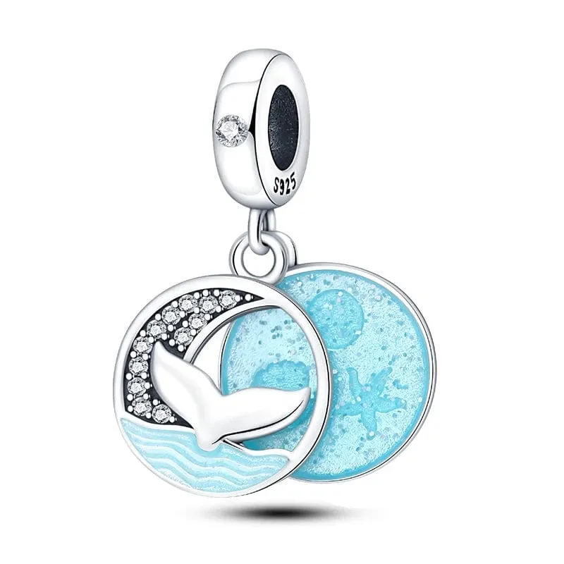 Ocean Blue Whale Tail Dangle Charm made by Pangama Jewelry