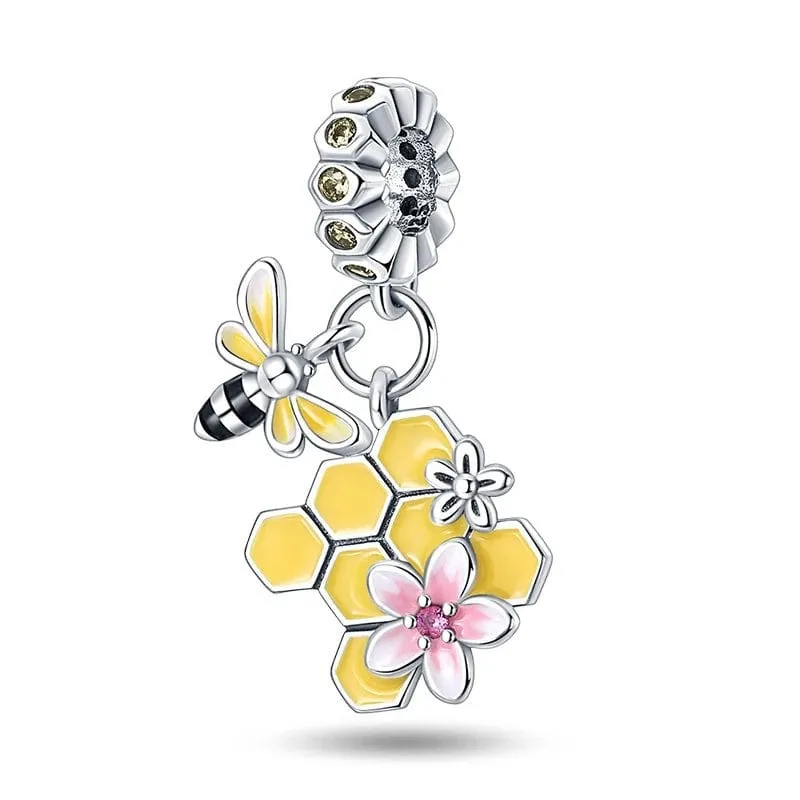 Honeycomb Bee Charm made by Pangama Jewelry