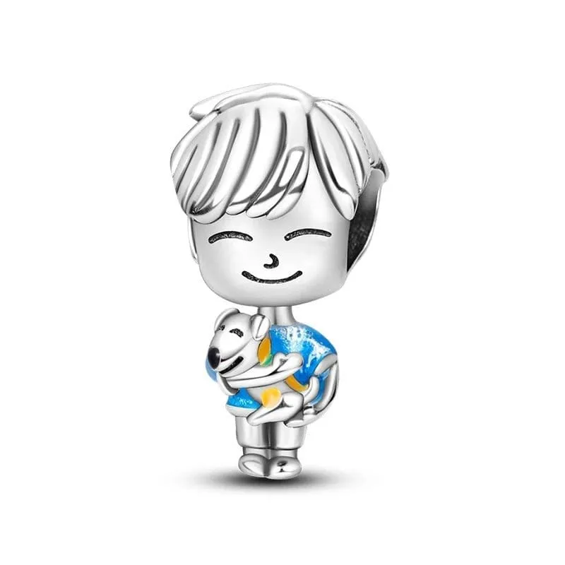 Boy with Dog Charm made by Pangama Jewelry