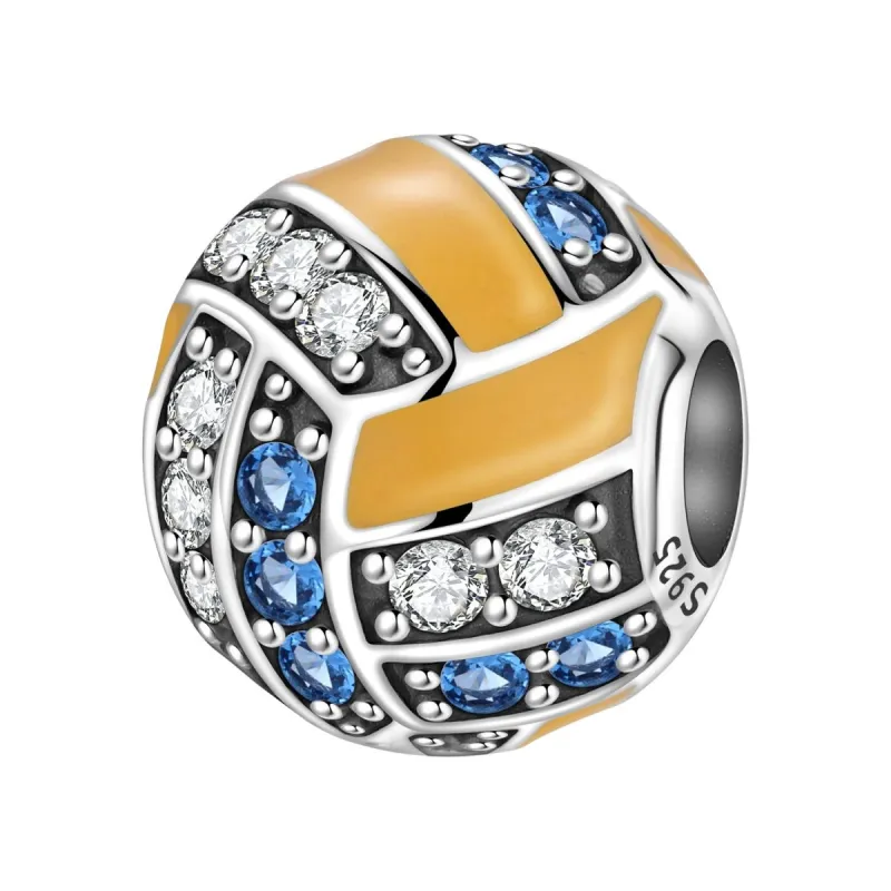 Volleyball Blue Crystal Charm made by Pangama Jewelry