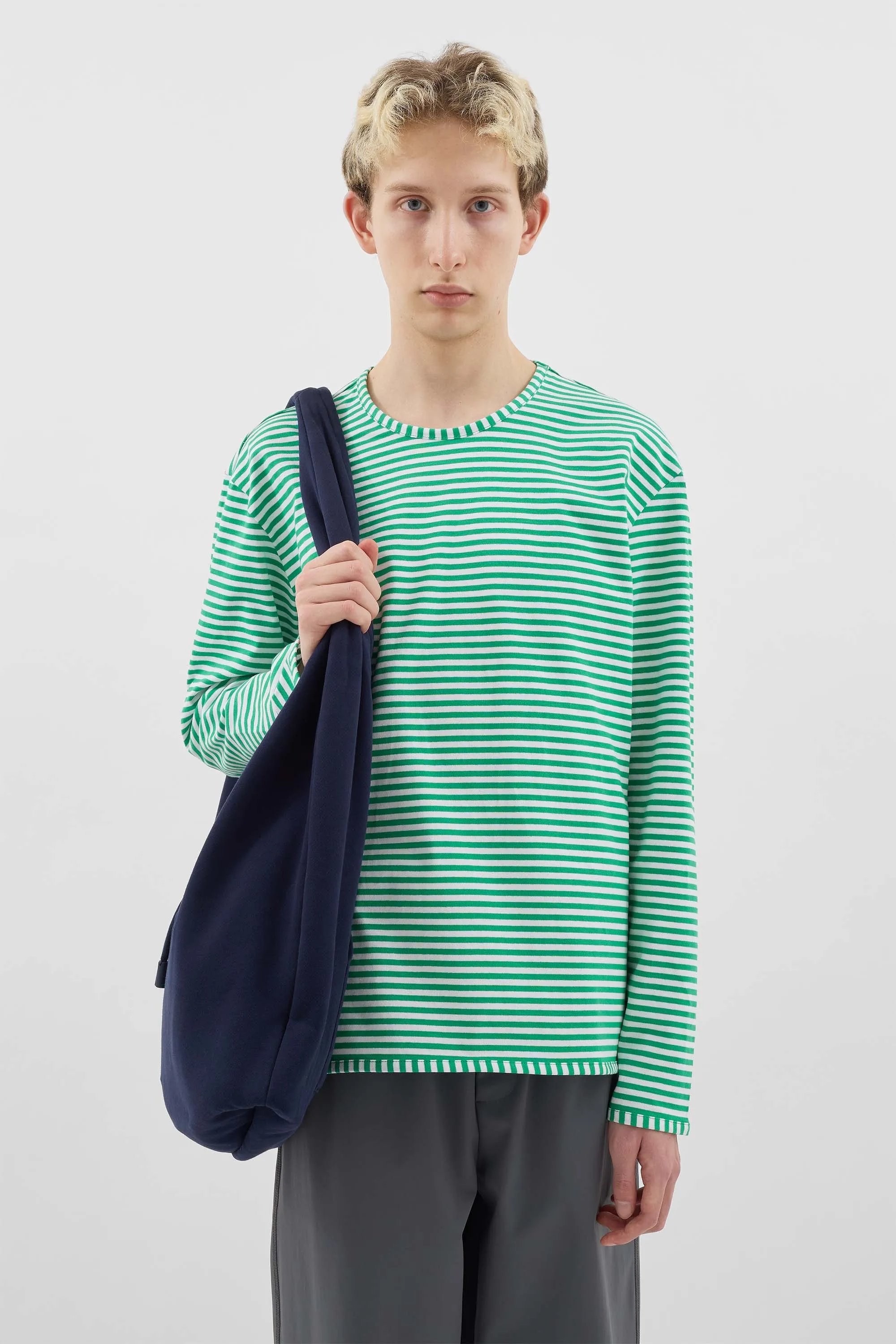 CLASSIC LONGSLEEVE / off white & bright green stripes sold by Sunnei product image thumbnail 2