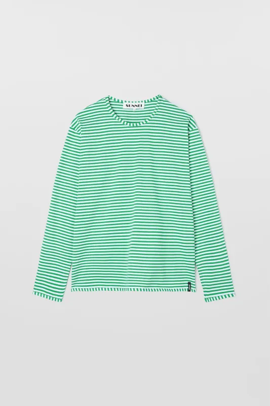 CLASSIC LONGSLEEVE / off white & bright green stripes sold by Sunnei