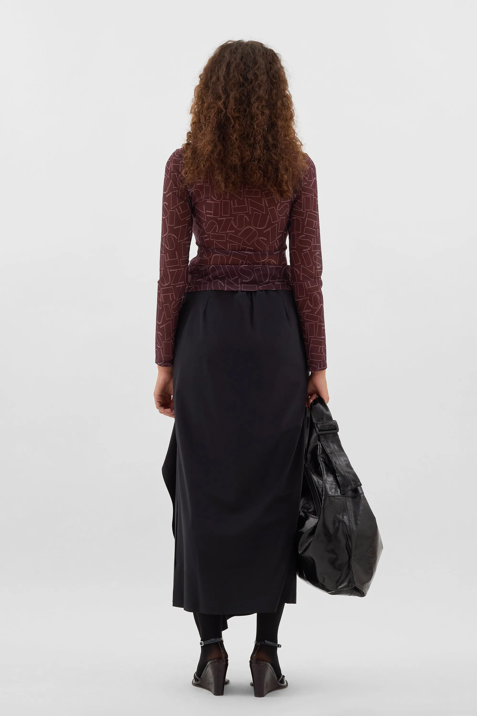 HIGHNECK LONGSLEEVE SHEER TOP / chocolate plum sold by Sunnei product image thumbnail 5