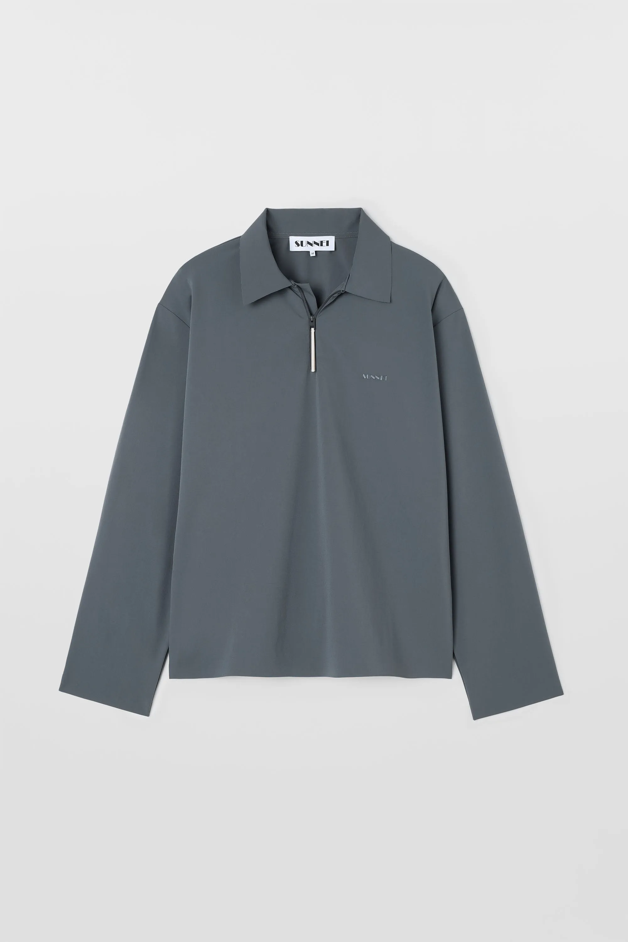 LONGSLEEVE POLO W ZIP / grey sold by Sunnei