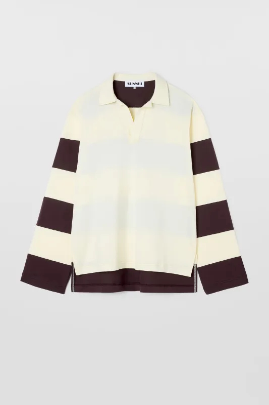 JERSEY POLO / chocolate plum & butter sold by Sunnei