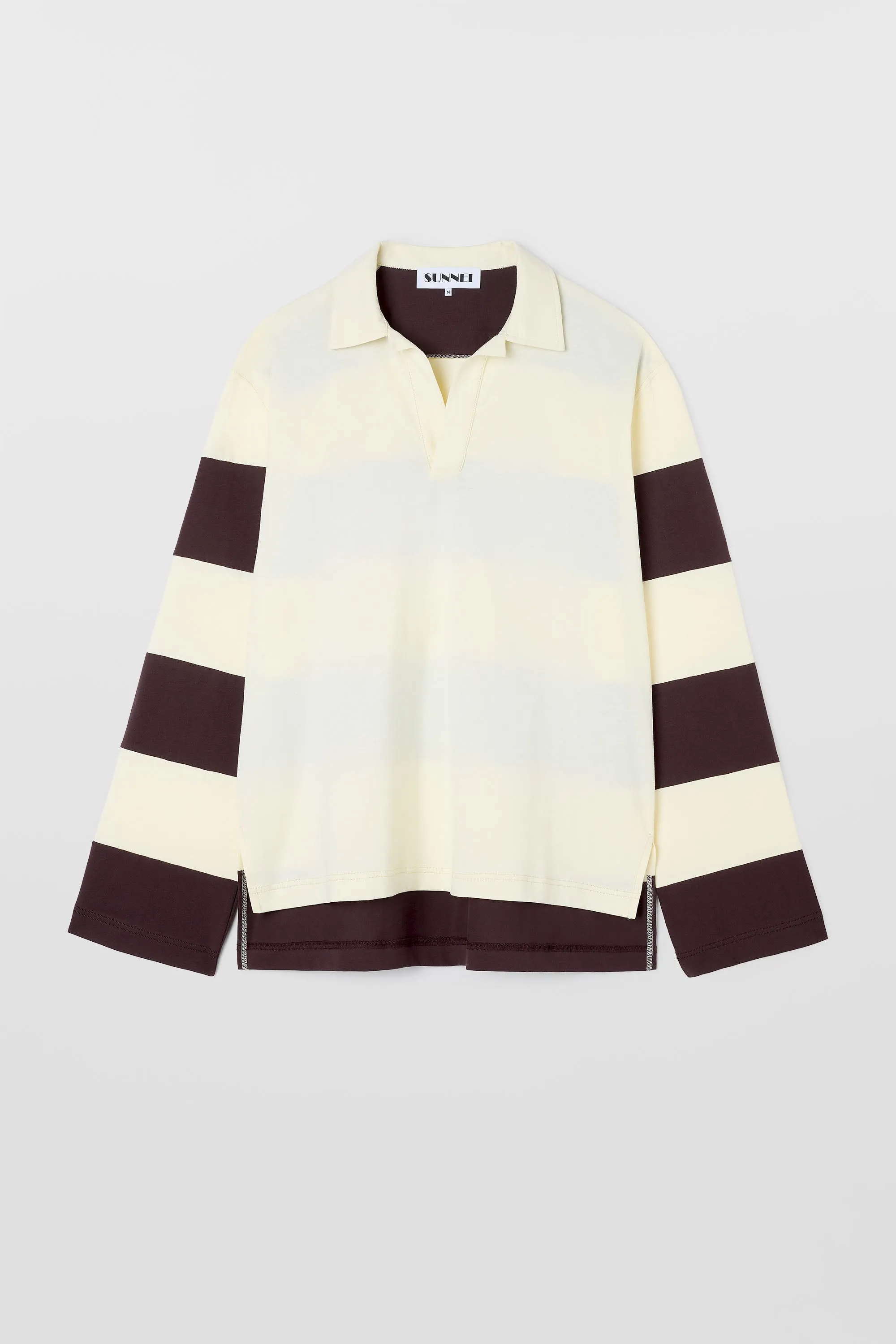 JERSEY POLO / chocolate plum & butter sold by Sunnei