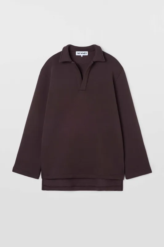 JERSEY POLO / chocolate plum sold by Sunnei