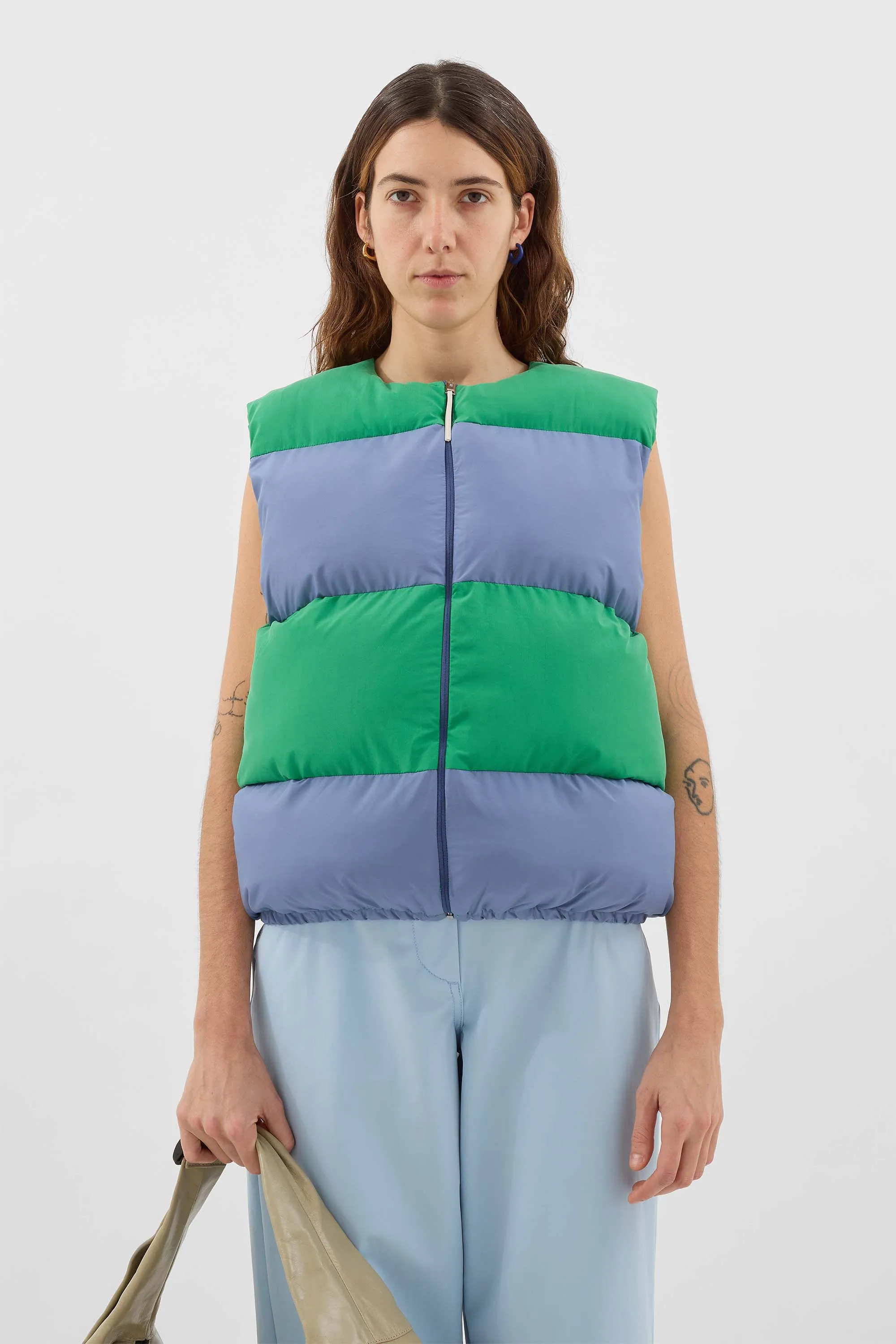 PUFFY GILET / green & wisteria sold by Sunnei product image thumbnail 5