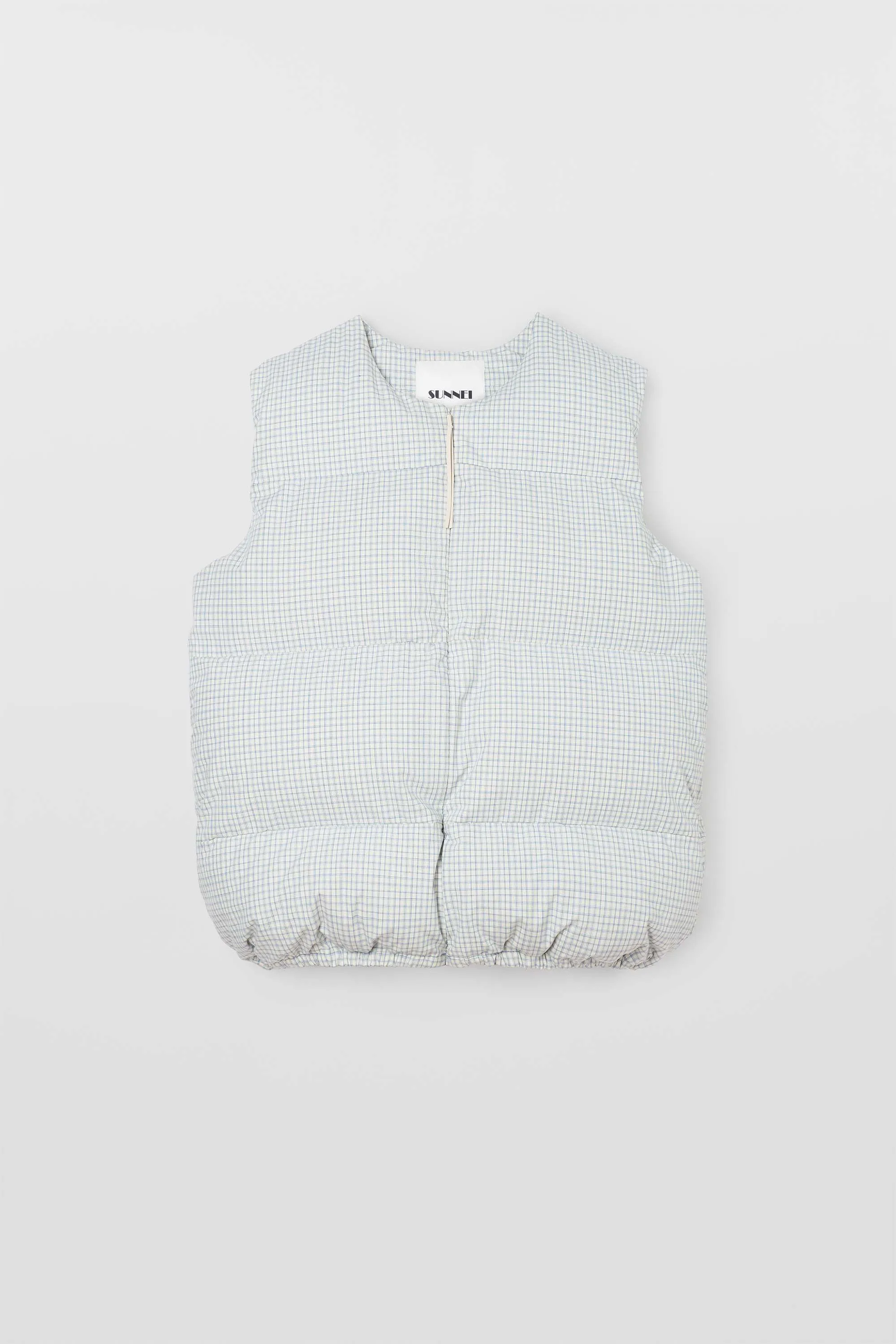 PUFFY GILET / off white & blue check sold by Sunnei