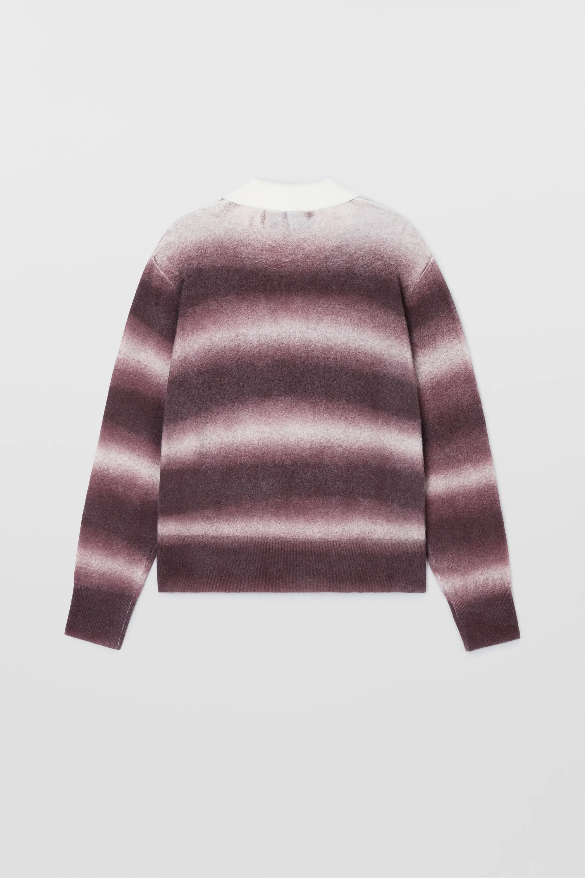 STRIPED KNIT LONGSLEEVE POLO / burnt aubergine & off white sold by Sunnei product image thumbnail 3