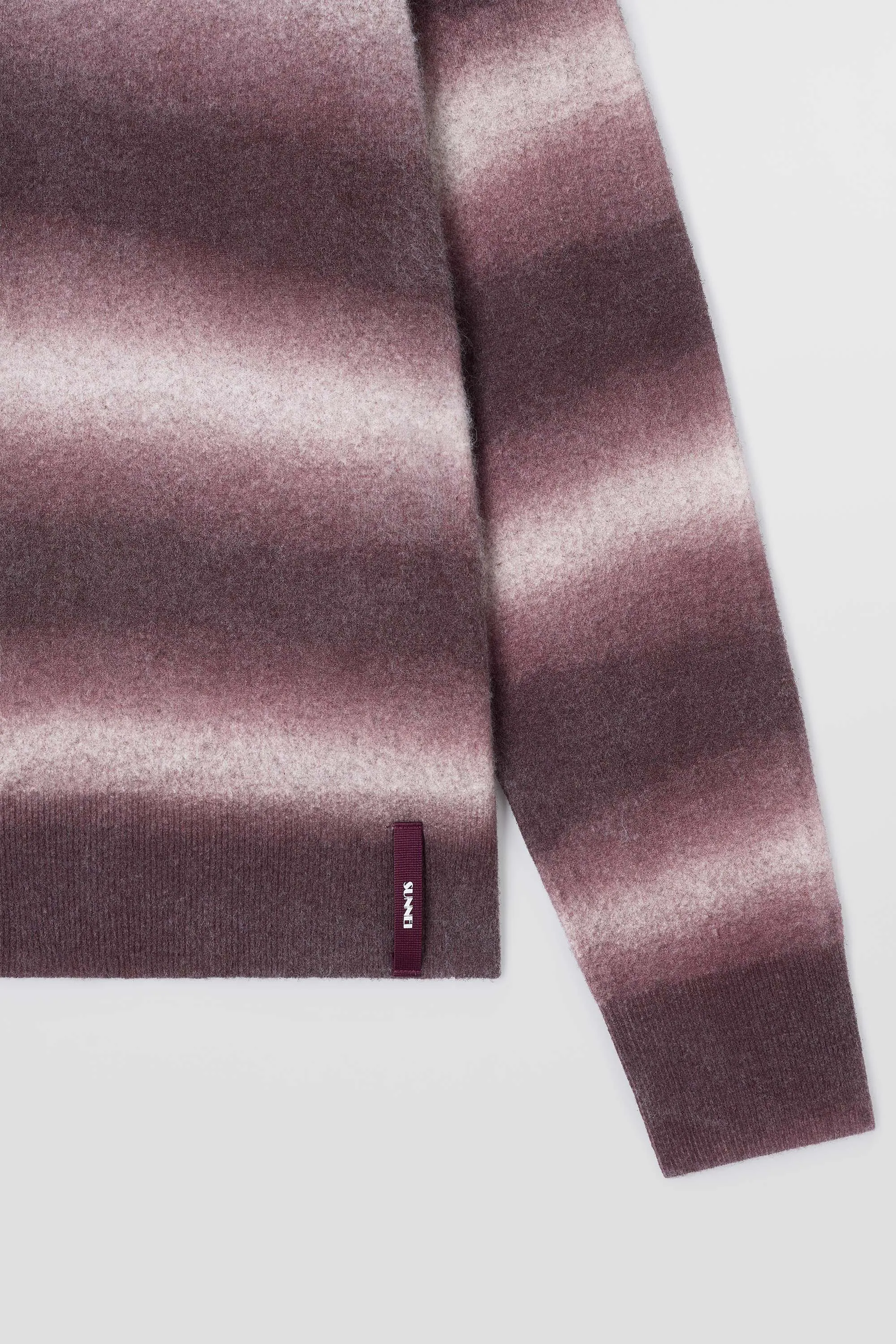 STRIPED KNIT LONGSLEEVE POLO / burnt aubergine & off white sold by Sunnei product image thumbnail 2