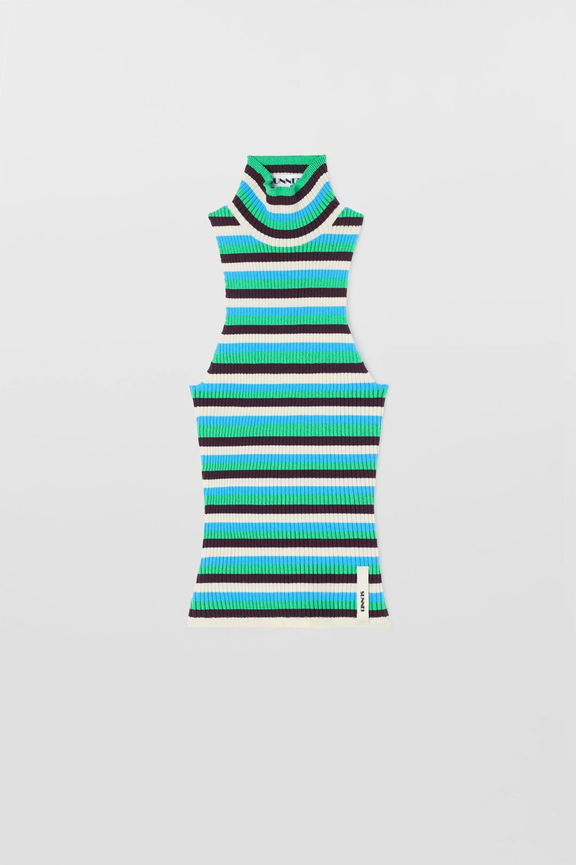 HIGHNECK KNIT TANK TOP / electric green stripes sold by Sunnei