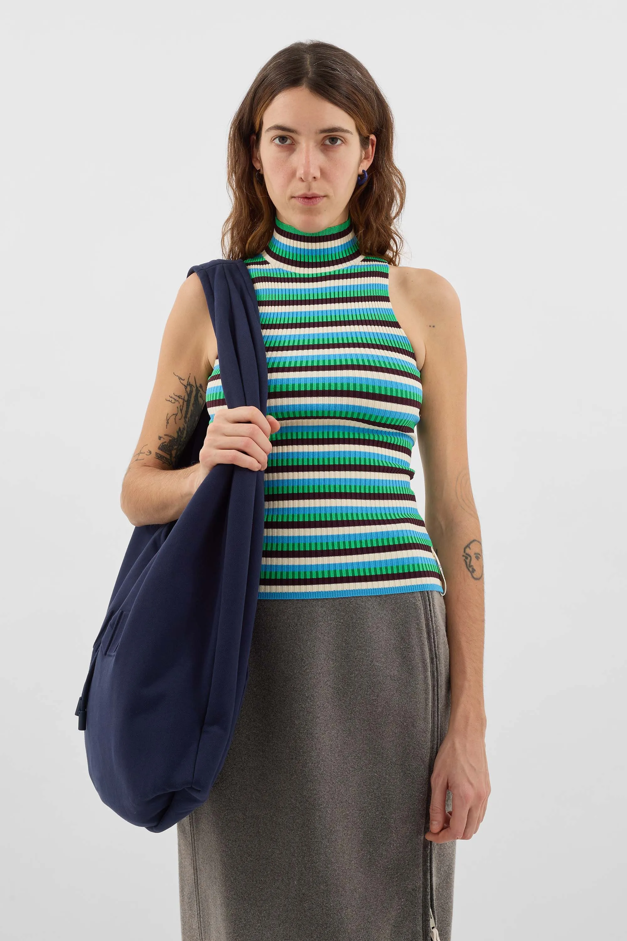 HIGHNECK KNIT TANK TOP / electric green stripes sold by Sunnei product image thumbnail 2