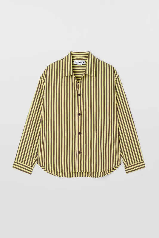 OVER SHIRT / burnt aubergine & yellow stripes sold by Sunnei